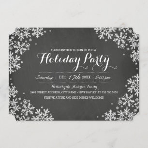 Chalkboard Snowflake Fête Invitation