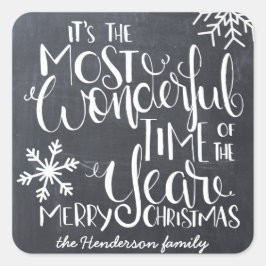 Chalkboard Snowflake Wunderbares Frohe Weihnachten Quadratischer Aufkleber