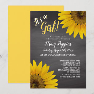 Chalkboard Sonnenblumen Garden Girl Babydusche Einladung