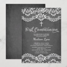 Chalkboard Spitzen Erste Heilige Kommune Einladung