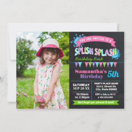 Chalkboard Splish Begrüßung Geburtstag Bash rosa F Einladung