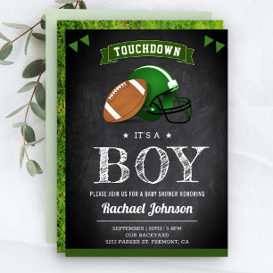 Chalkboard Sports Boy Football Baby Dusche Einladung
