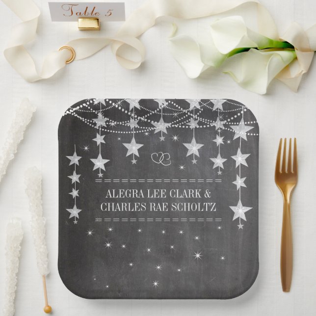 Chalkboard Stars Stil Extravagante Grenzen Pappteller (Hochzeit)