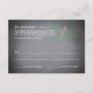 Chalkboard Stencil rosa Ansprechen RSVP Karte