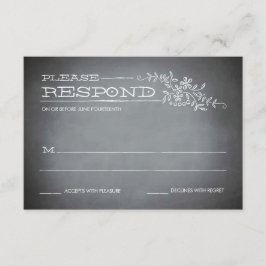 Chalkboard Stencil White Response RSVP Karte