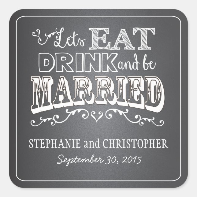 Chalkboard Stil Personalisiert Gefallen Sticker (Vorderseite)