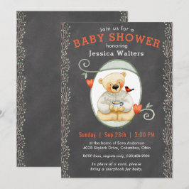 Chalkboard Story Book Teddy Bear Baby Dusche Einladung
