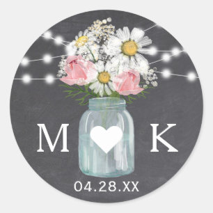 Chalkboard String Lights Blume Gastgeschenk Hochze Runder Aufkleber