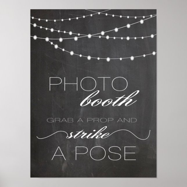 Chalkboard String lights Foto Stand Hochzeitszeich Poster (Vorne)