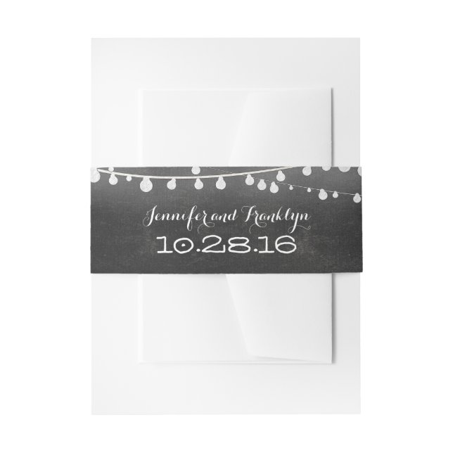 Chalkboard String Lights Hochzeit Einladungsbanderole (Vorderseite Beispiel)