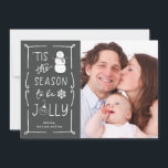 Chalkboard Style Be Jolman Snowman Weihnachtskarte Feiertagskarte<br><div class="desc">Fügen Sie Ihre eigenen Foto- und Familiennamen hinzu,  um diese niedliche Fotokarte zu personalisieren!</div>