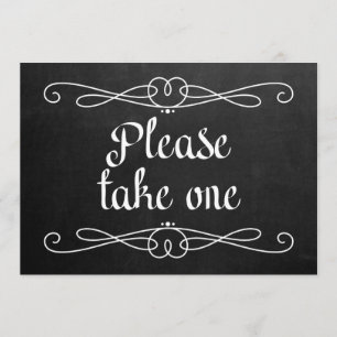 Chalkboard Style "Bitte nehmen Sie eins" Hochzeits Einladung