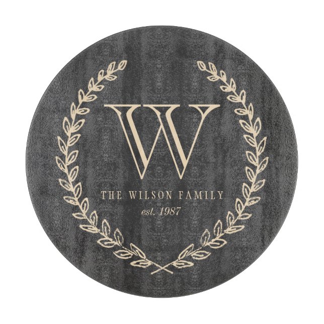 Chalkboard Style Monogram Cutting Board Schneidebrett (Vorderseite)