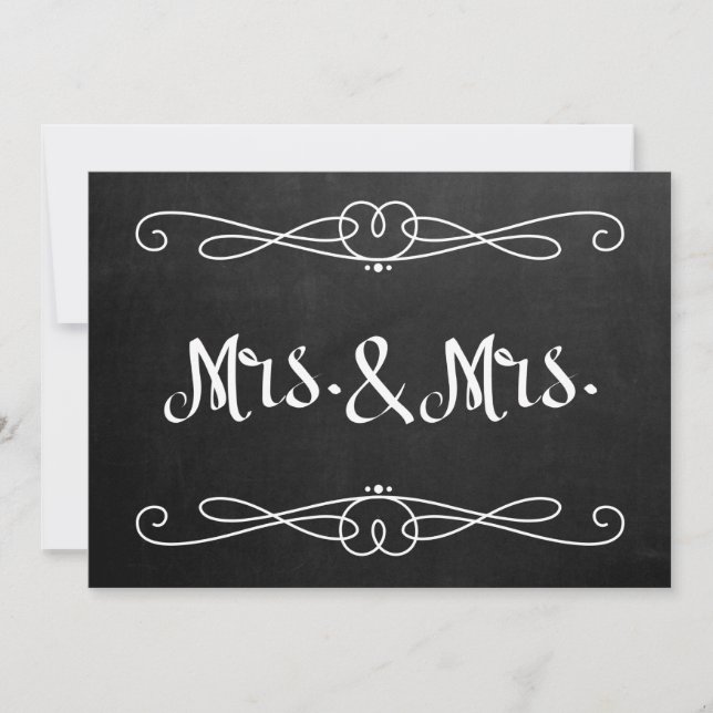 Chalkboard Style "Mrs. and Mrs." Hochzeitszeichen (Vorderseite)
