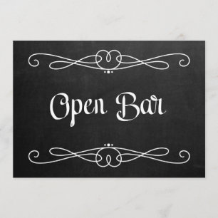 Chalkboard Style "Open Bar" Hochzeitszeichen Einladung