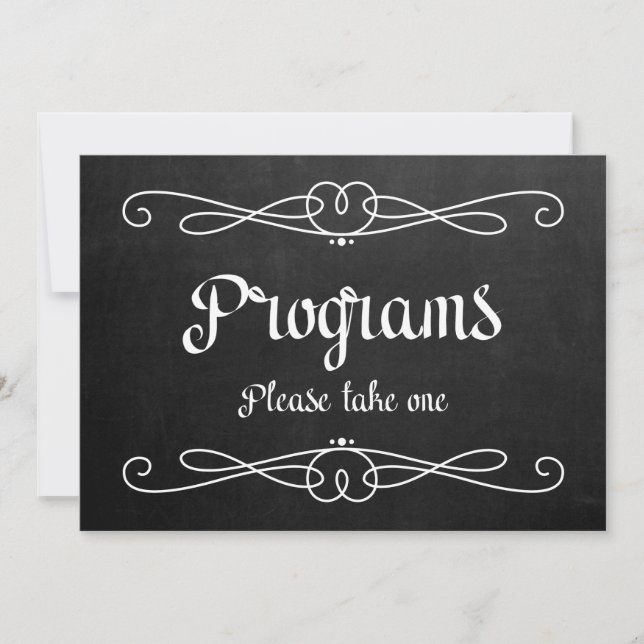 Chalkboard Style "Programs" Wedding Sign Einladung (Vorderseite)