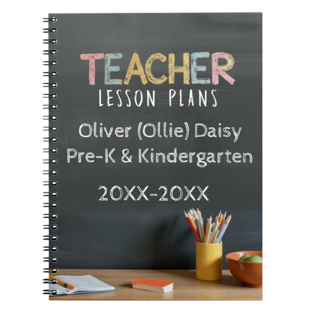 Chalkboard-Style Teacher Lesson Plan Notebook Notizblock (Vorderseite)