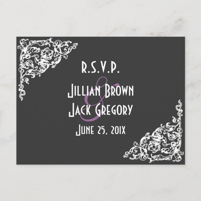 Chalkboard Style Wedding RSVP Einladungspostkarte (Vorderseite)
