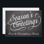 Chalkboard Swirl Season's Greetings Flat Card Feiertagskarte<br><div class="desc">Slate gray chalkboard with erased effect,  and white swirly text with "Season's Greetings",   Reminiscent of the classroom blackboard with a touch of class and elegant style.</div>