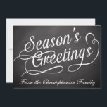 Chalkboard Swirl Season's Greetings Flat Card Feiertagskarte<br><div class="desc">Slate gray chalkboard with erased effect,  and white swirly text with "Season's Greetings",   Reminiscent of the classroom blackboard with a touch of class and elegant style.</div>