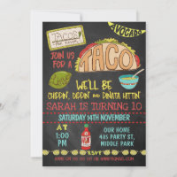 Chalkboard Taco Chippin Dippin Einladung zum Gebur
