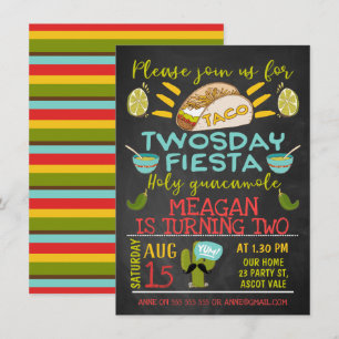 Chalkboard Taco Deux Anniversaire Invitation