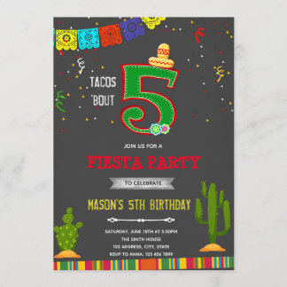 Chalkboard tacos 5 Einladung zum Geburtstag