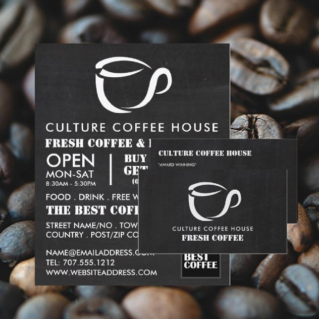 Chalkboard Tasse Icon, Barista, Café, Coffeehouse Visitenkarte (Von Creator hochgeladen)