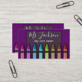 Chalkboard Teacher's Name Rainbow Glitzer Crayons Visitenkarte