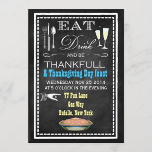 Chalkboard Thanksgiving Diner fêtes Invitations