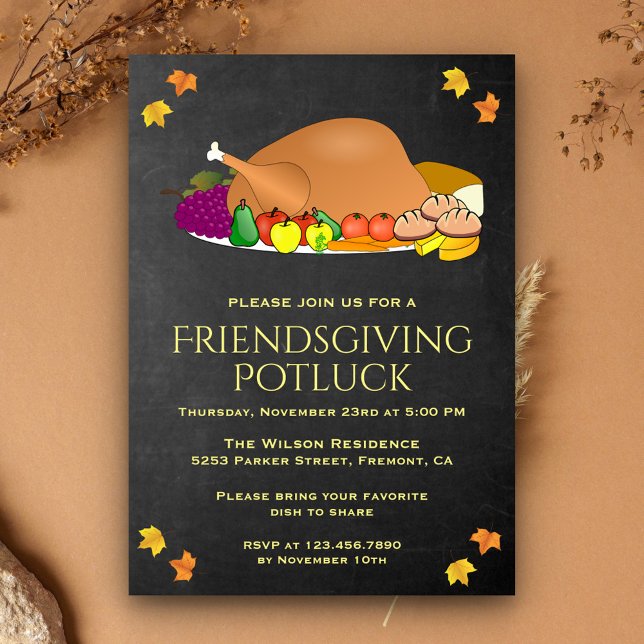Chalkboard Thanksgiving Potluck Party Invitation (Créateur téléchargé)