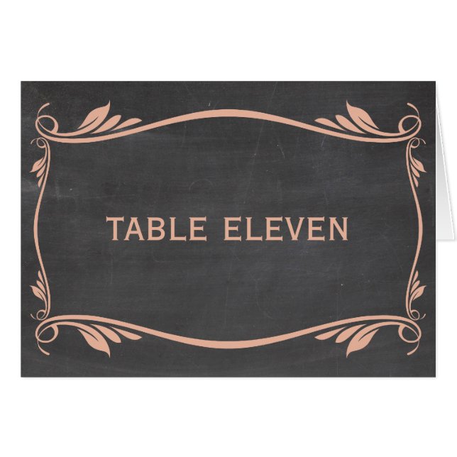 Chalkboard-Tischnummer-Karte Geblüht Peach (Vorderseite (Horizontal))