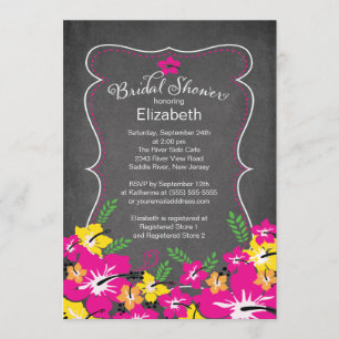 Chalkboard Tropischer Hibiskus Blume Brautparty Einladung