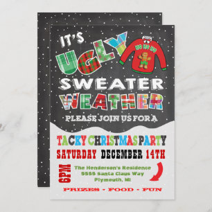Chalkboard UGLY Christmas Sweater Invitations