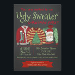 Chalkboard Ugly Sweater Weihnachts-Party Einladung<br><div class="desc">Schwitzen Weihnachten Party Einladung mit drei hässlichen Pullover auf einem Chalkboard-Hintergrund. Sie können diese lustigen,  hässlichen Weihnachtsgeburten-Party Einladungen einfach anpassen,  indem Sie einfach Ihre Details in den Schriftart Stil und Farbe,  die Sie bevorzugen.</div>