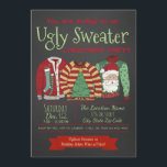 Chalkboard Ugly Sweater Weihnachts-Party Einladung<br><div class="desc">Schwitzen Weihnachten Party Einladung mit drei hässlichen Pullover auf einem Chalkboard-Hintergrund. Sie können diese lustigen,  hässlichen Weihnachtsgeburten-Party Einladungen einfach anpassen,  indem Sie einfach Ihre Details in den Schriftart Stil und Farbe,  die Sie bevorzugen.</div>