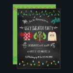 Chalkboard Ugly Sweater Weihnachts-Party Einladung<br><div class="desc">Passen Sie diese lustige Chalkboard Retro-Stil Ugly Sweater Weihnachtszeit-Party Einladung an Ihre Event-Vorgaben.</div>