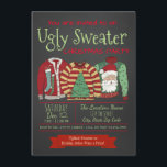 Chalkboard Ugly Sweater Weihnachts-Party Einladung<br><div class="desc">Schwitzen Weihnachten Party Einladung mit drei hässlichen Pullover auf einem Chalkboard-Hintergrund. Sie können diese lustigen,  hässlichen Weihnachtsgeburten-Party Einladungen einfach anpassen,  indem Sie einfach Ihre Details in den Schriftart Stil und Farbe,  die Sie bevorzugen.</div>