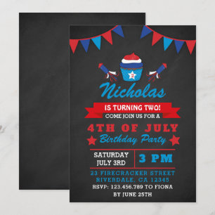 Chalkboard Unabhängigkeit Tag Geburtstagsparty Ein Einladung