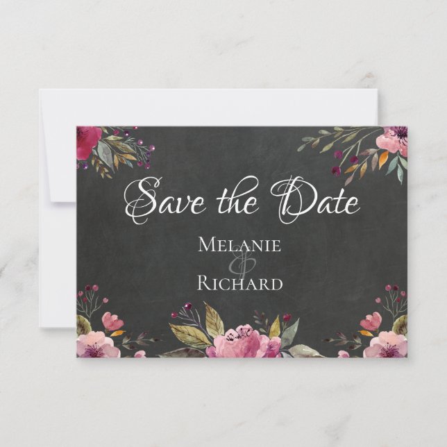 Chalkboard und Blush Save the Date Card (Vorderseite)