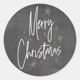 Chalkboard und Imitats Gold Glitzer Frohe Weihnach Runder Aufkleber