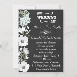 Chalkboard und White Anemone Floral Wedding Invita Einladung