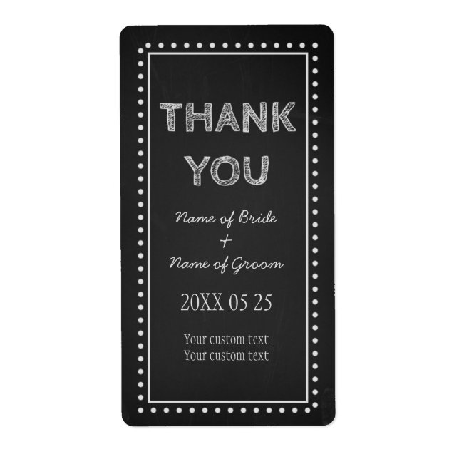 Chalkboard Vielen Dank Gastgeschenk Hochzeit Label (Vorne)