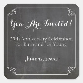 Chalkboard Vintag Geblüht Rahmen, Jubiläum Quadratischer Aufkleber