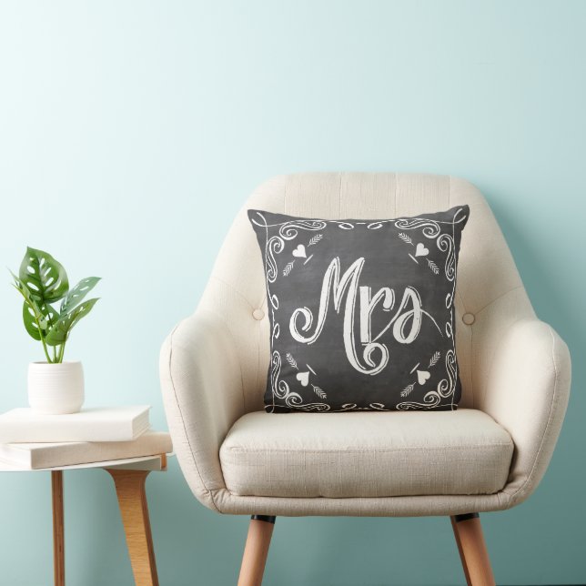 Chalkboard Vintag Modern Mrs Brides Pillow Kissen (Stuhl )