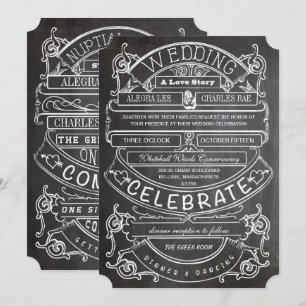 Chalkboard Vintag Moderne Typografie Hochzeit Einladung