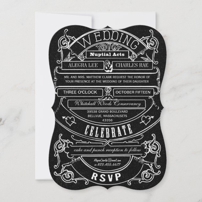 Chalkboard Vintag Moderne Typografie Hochzeit Einladung (Vorderseite)