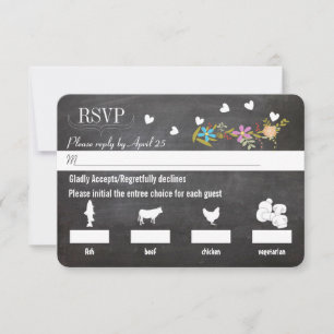 Chalkboard Vintage Floral Garland Wedding RSVP