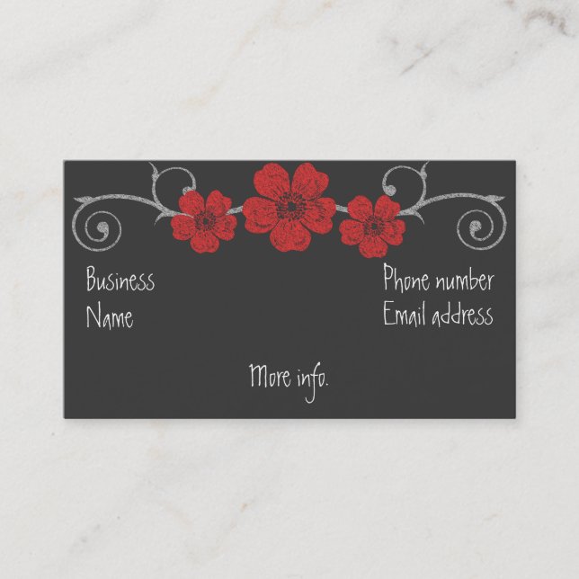 Chalkboard-Visitenkarte für Wilde Rote Rosen Visitenkarte (Vorderseite)