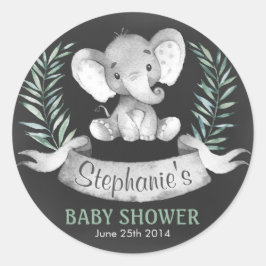 Chalkboard Wasserfarbe Elephant Babydusche Runder Aufkleber